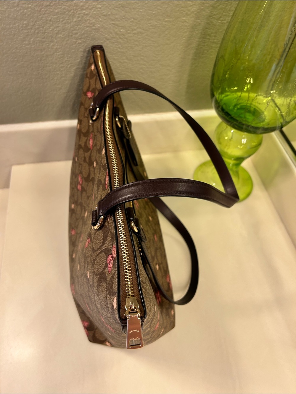 Coach Signature Print Tote with Butterfly Accents AND Coordinating Wallet! - Picture 6 of 16